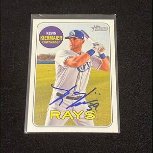 WS Champion Kevin Kiermaier- Autographed Card 2018 Topps Heritage Baseball